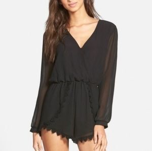ASTR black lace trim romper